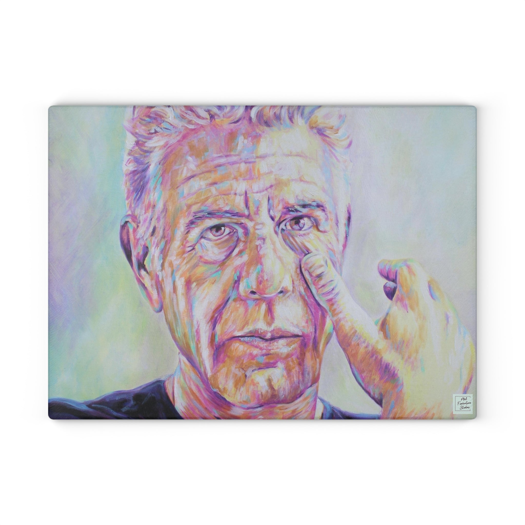 Anthony Bourdain Glass Cutting Board by Mel Fiorentino
