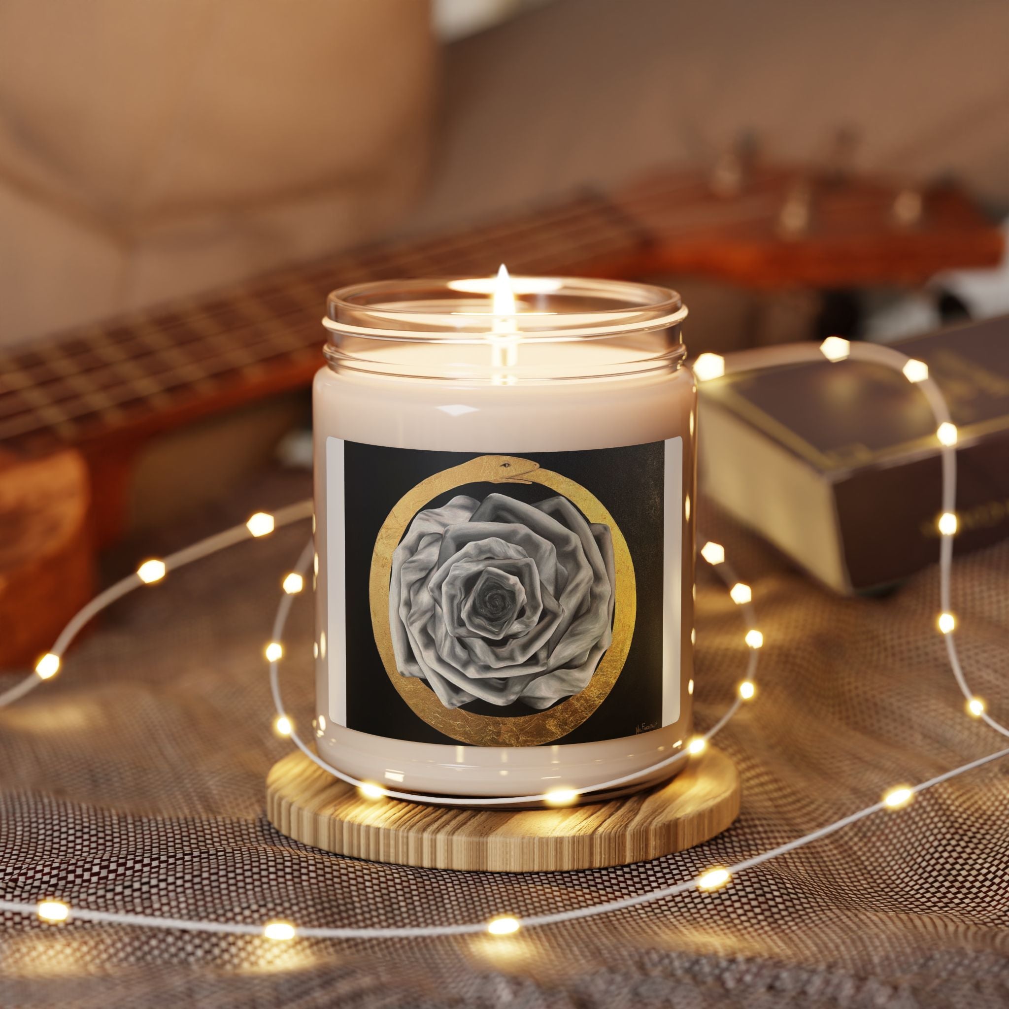 Ouroboros art by Mel Fiorentino-Elegant Rose Scented Soy Candle