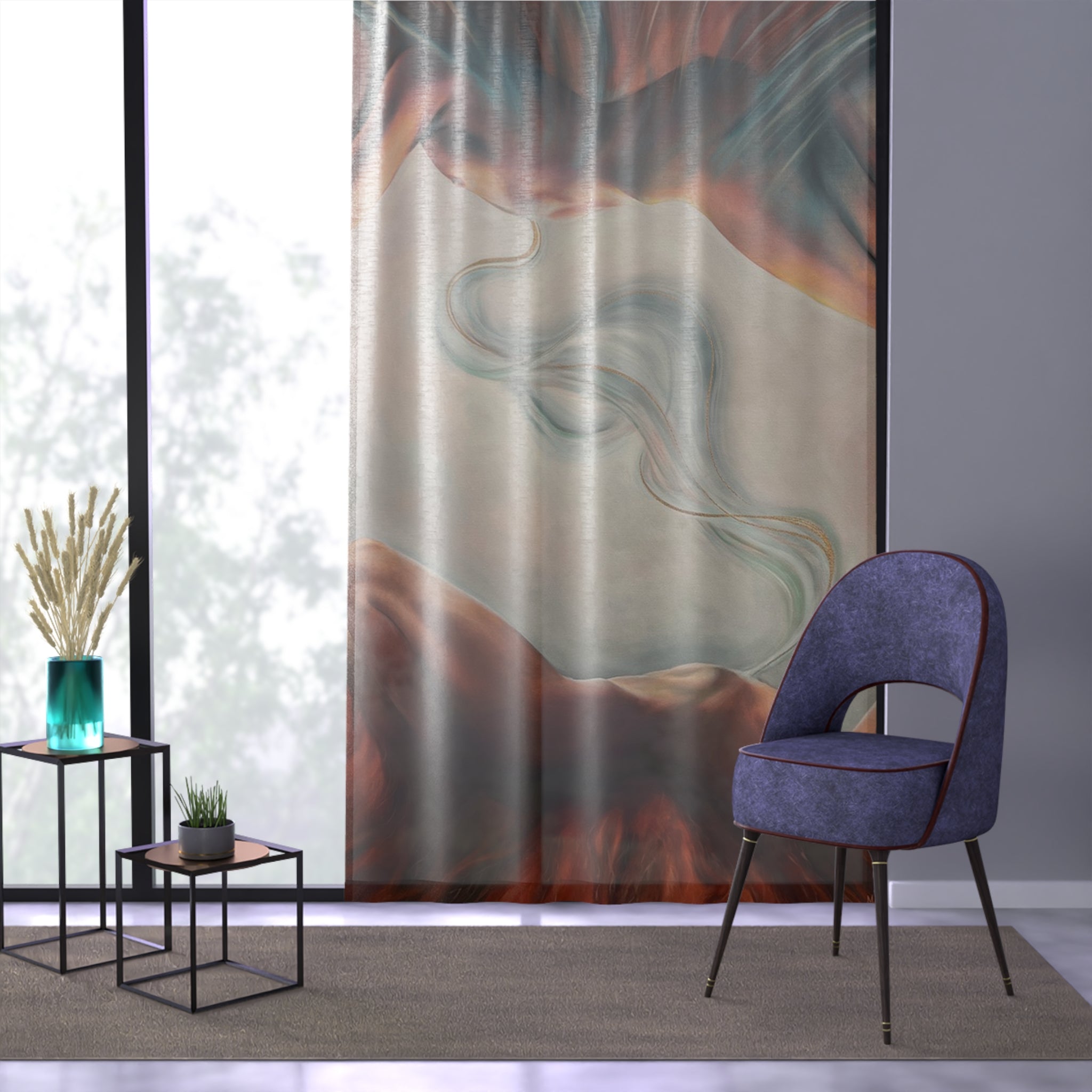 The Surrendering Window Curtain – Artistic Sheer Drapes for Home Décor by artist Mel Fiorentino