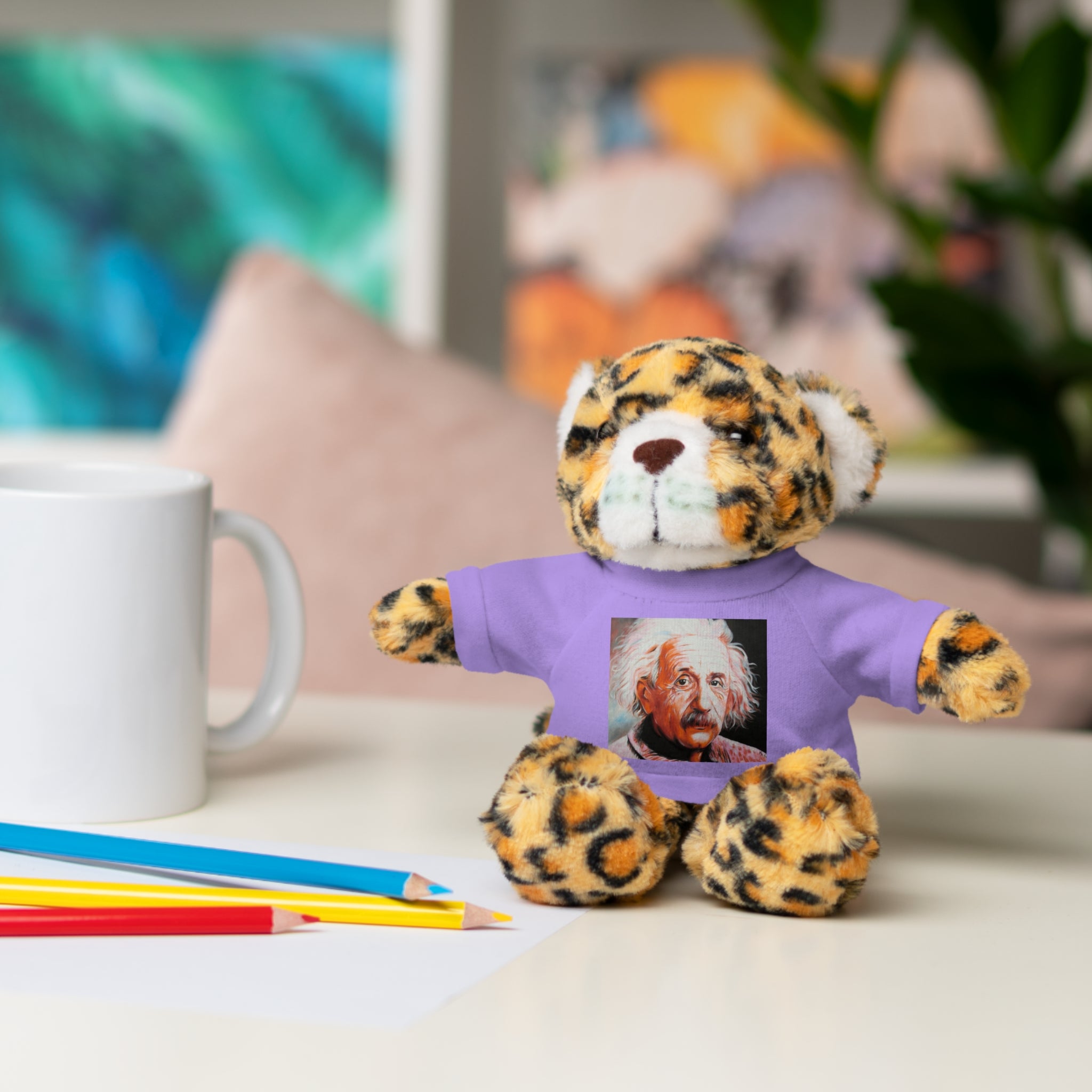 Super Cute Stuffed Animal with Albert Einstein Tee - Unique Gift for Kids & Collectors by Mel Fiorentino