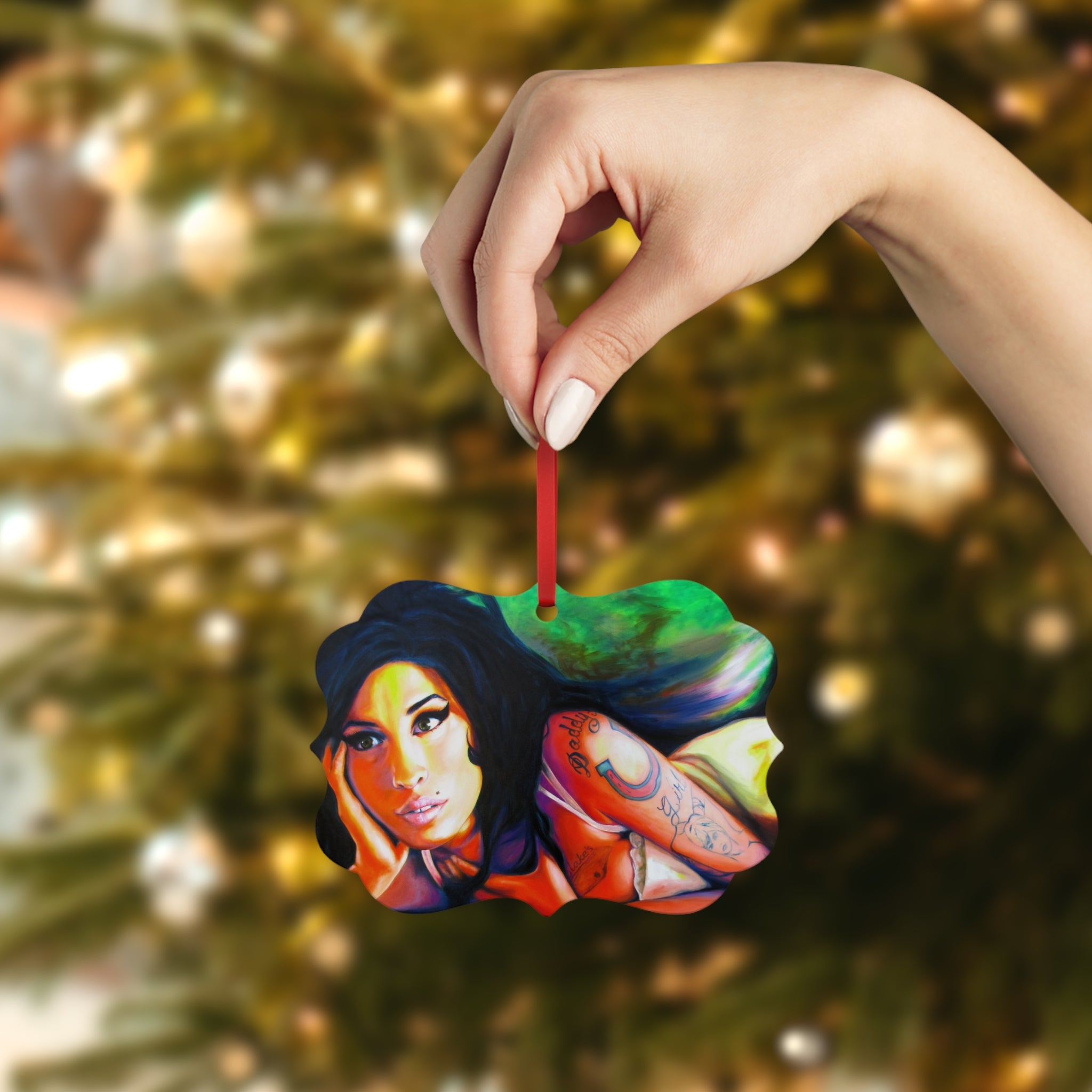 Amy Winehouse Metal Plaque Ornament by Mel Fiorentino
